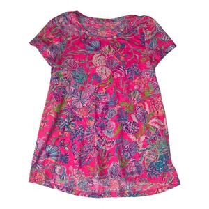 Lilly Pulitzer size XS extra small Vibrant Pink blue seashells short sleeve Tee